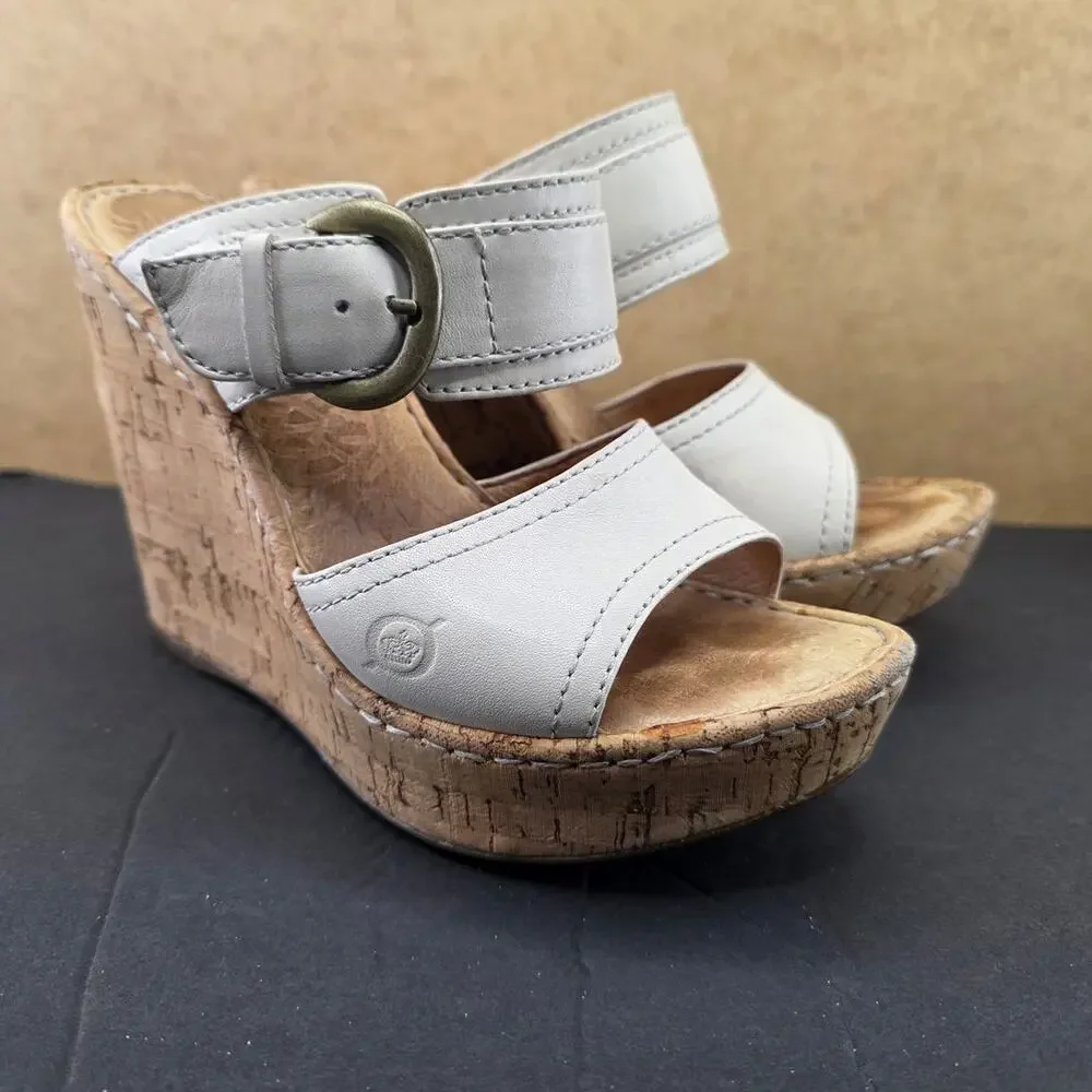 Børn Sapphire grey leather cork platform wedge sandals Size 4